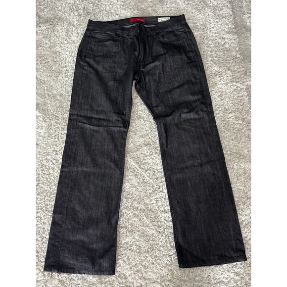 Guess Rowland Fit Mens Relaxed Straight Leg Jeans Black Coated Denim 36x32 - Picture 2 of 7